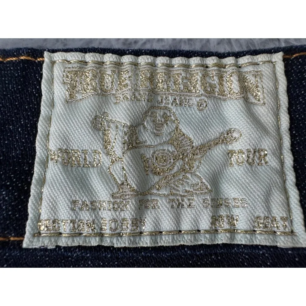 True Religion Bobby Womens 25 Dark Wash Flare Jeans NWOT White Gold Tag Made-USA - Picture 15 of 16